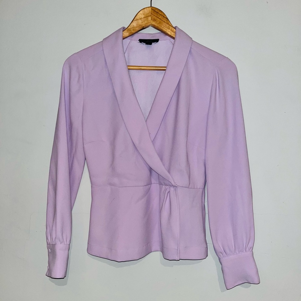J Crew Drapey Faux Wrap Top 365 Crepe Lilac sz 2